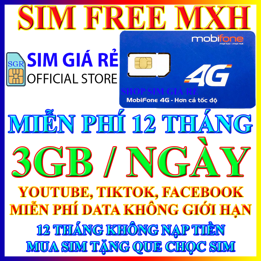 FREESHIP - Sim 4G Mobifone trọn gói 1 năm không cần nạp tiền MDT250A 21G12 12MAX90 12FD50 6MDT150 12