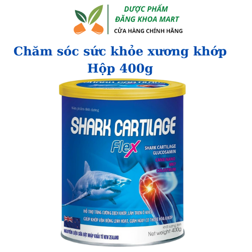 Sữa Bột Xương Khớp Shark Cartilage Flex với thành phần sụn vi cá mập glucosamine canxi nano MK7 Hỗ trợ tăng cường dịch khớp làm trơn ổ khớp giúp khớp vận động linh hoạt giảm nguy cơ thoái hóa khớp