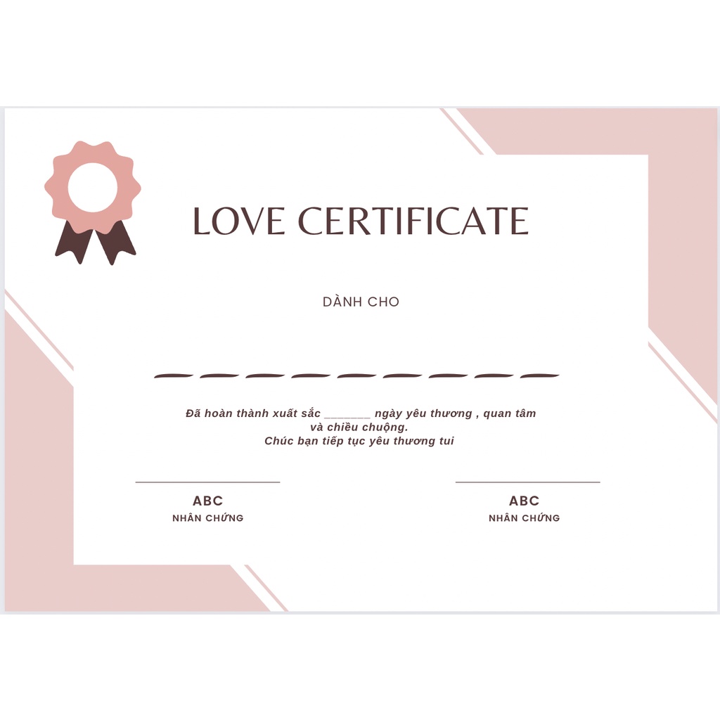 Chứng Chỉ Tinh Yêu In Theo Yêu Cầu Love Certificate Quà Tặng Bạn Trai Bạn Gái