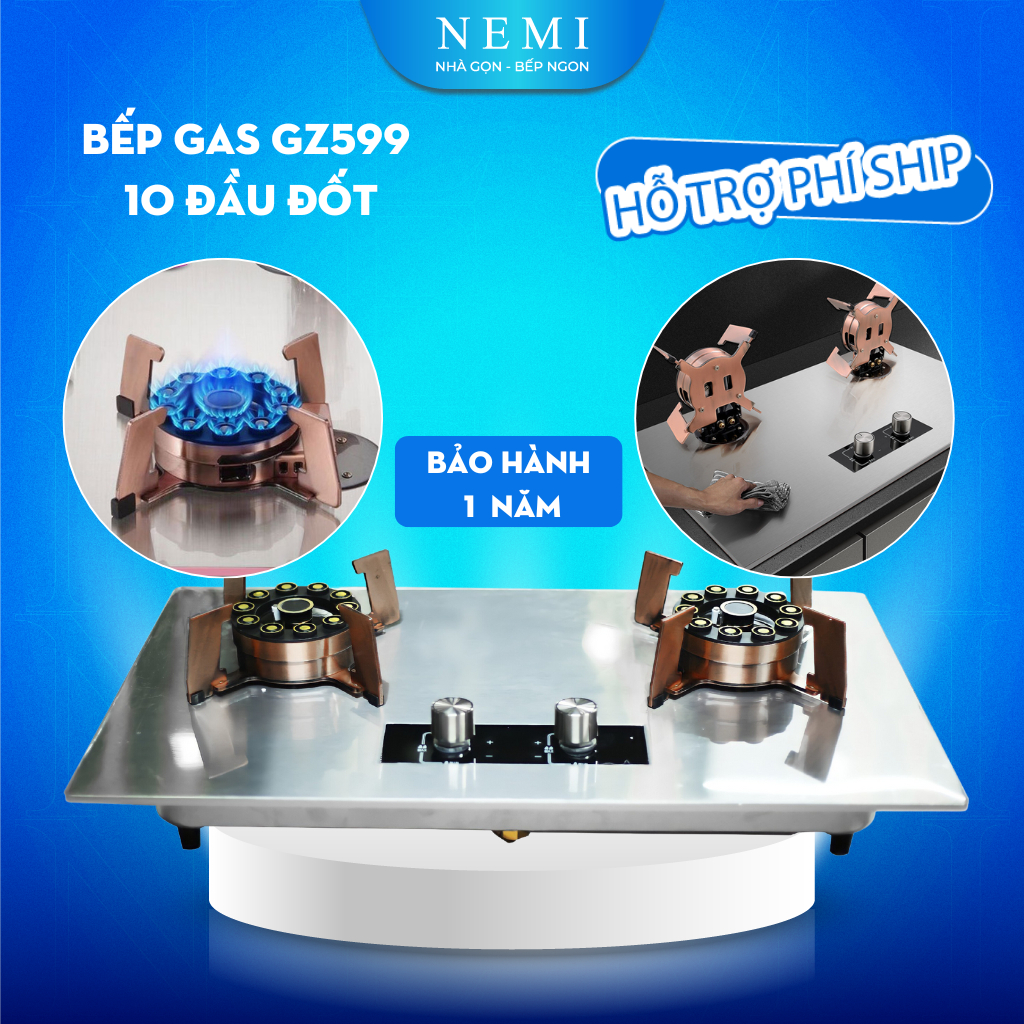 Bếp Gas Đôi Âm Dương GZ599 Thông Minh Chất Liệu Inox Nấu Ăn Tiết Kiệm Hơn Nhanh Hơn Có Chức Năng Hẹn