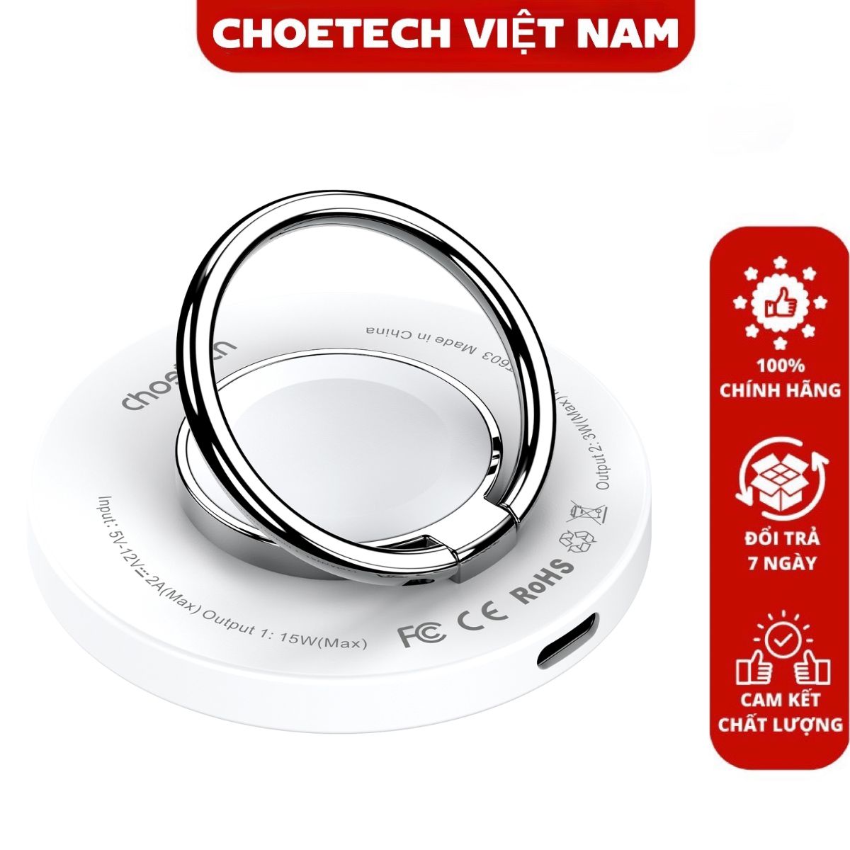 Nhẫn đỡ điện thoại Choetech T603 magsafe 2 in 1 tích hợp sạc không dây  (hàng chính hãng)