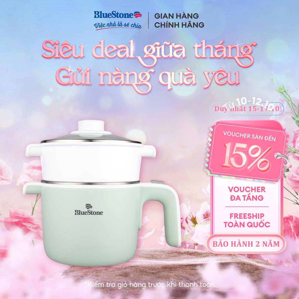 Nồi Điện Đa Năng BlueStone MPB-7233 - (600-720W) - Thiết kế nhỏ gọn tối ưu có thể mang đi du lịch ăn