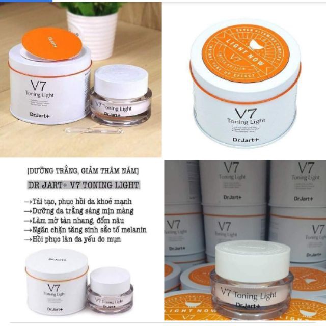 [HCM]Kem dưỡng trắng V7 giảm nhờn bóng cho da vào buổi sáng làm mờ các vết tàn nhang nám và đốm nâu giúp da sáng đều màu hơn.