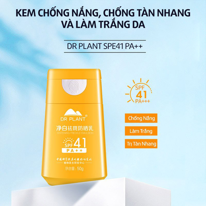 Sữa Chống Nắng Dưỡng Trắng Da Mờ Nám Dr Plant Spf 41 Pa++++ 50G Kem Chống Nắng Dạng Sữa Skin Care Che Khuyết Điểm & Đều Màu