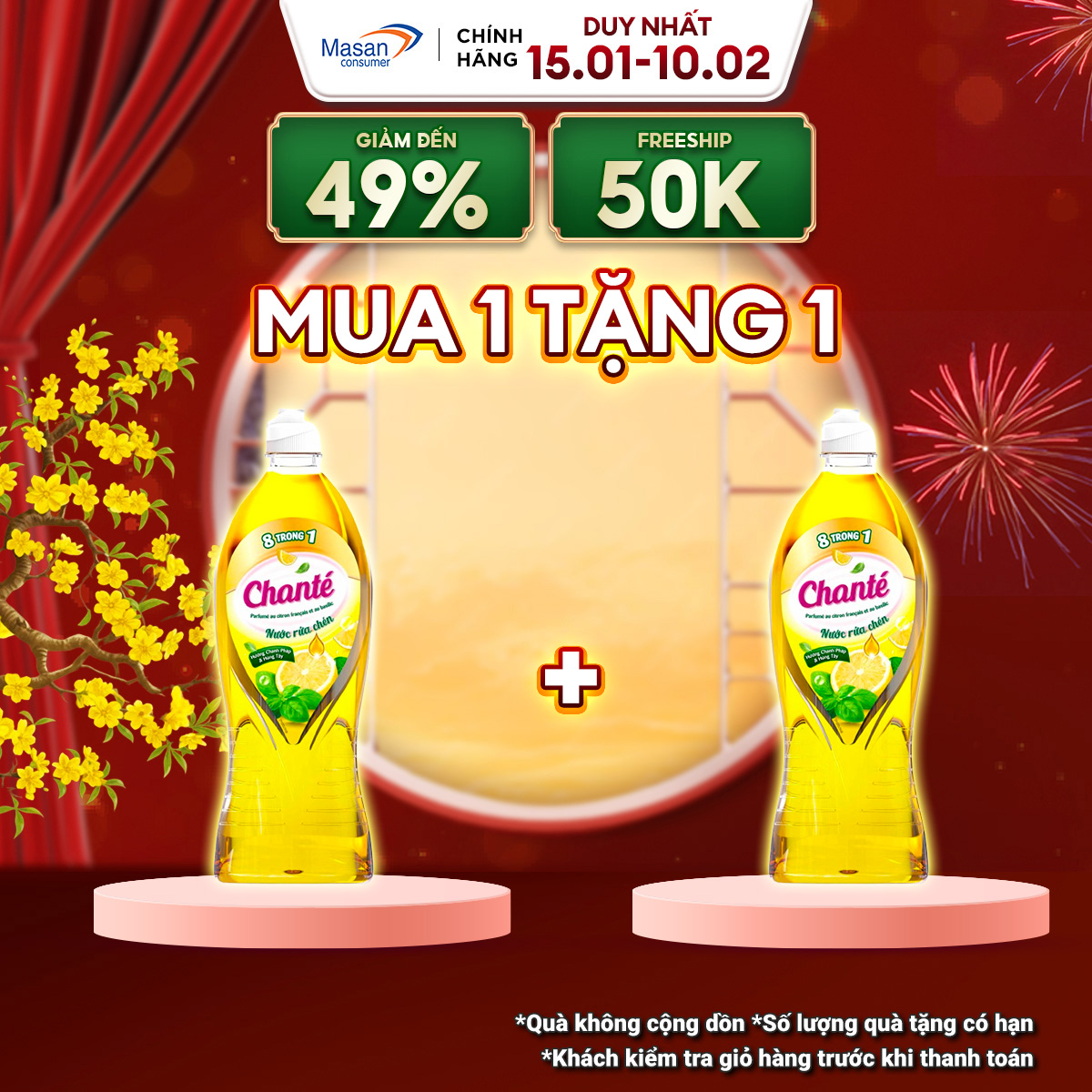 Combo 2 chai Nước rửa chén Chanté cao cấp 8 trong 1 hương chanh Pháp & húng tây 750gr