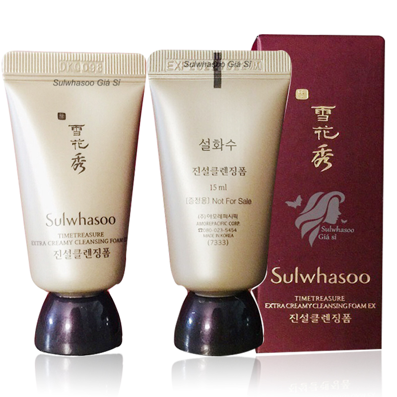 [Hcm][Set 2 Tuýp] Sữa Rửa Mặt Thông Đỏ Sulwhasoo Timetreasure Extra Creamy Cleansing Foam 15Ml*2 Sạch Bã Nhờn Bụi Bẩn Sạch Lỗ Chân Lông