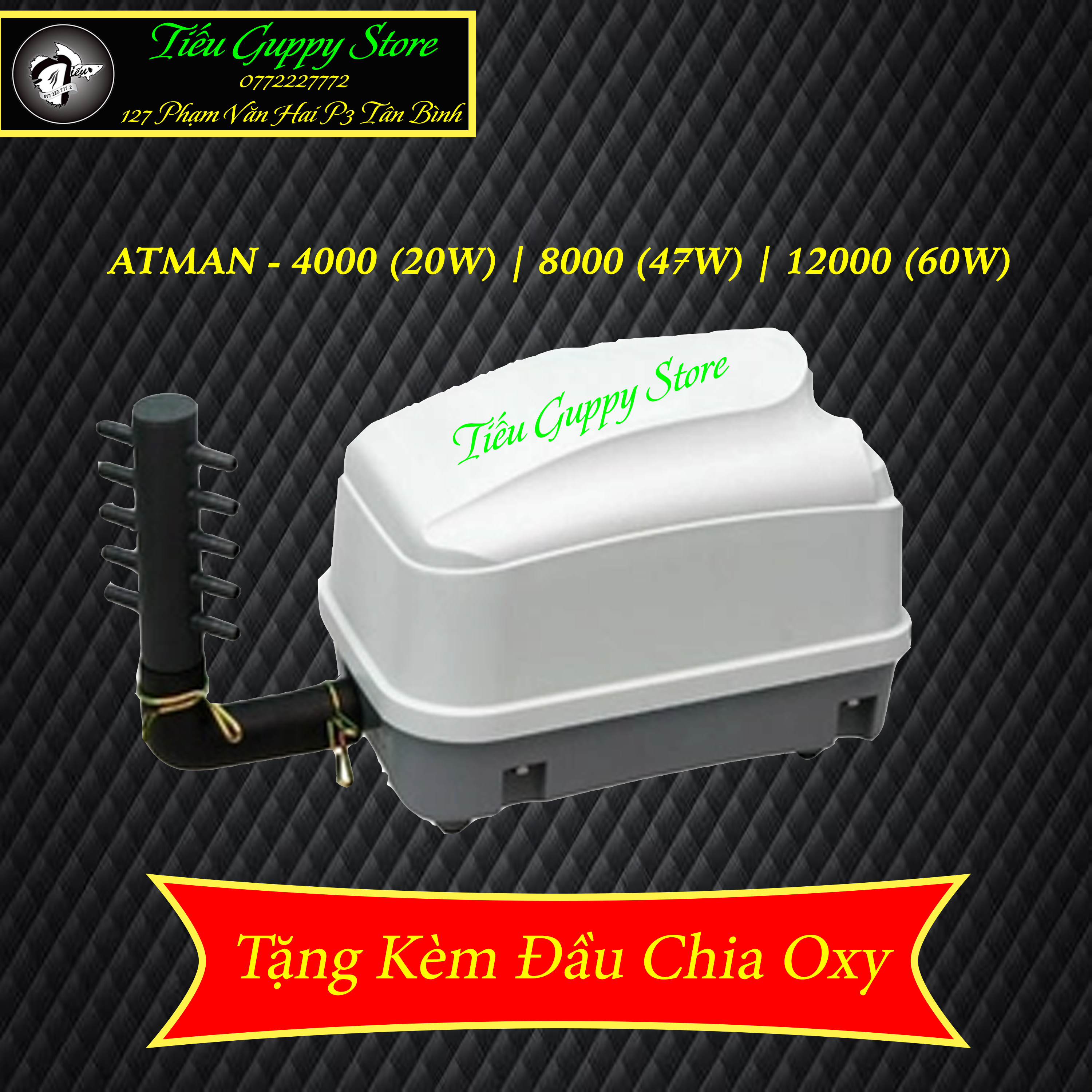 Máy Sủi Oxy Siêu Mạnh Siêu Êm ATMAN HP-4000 8000 12000