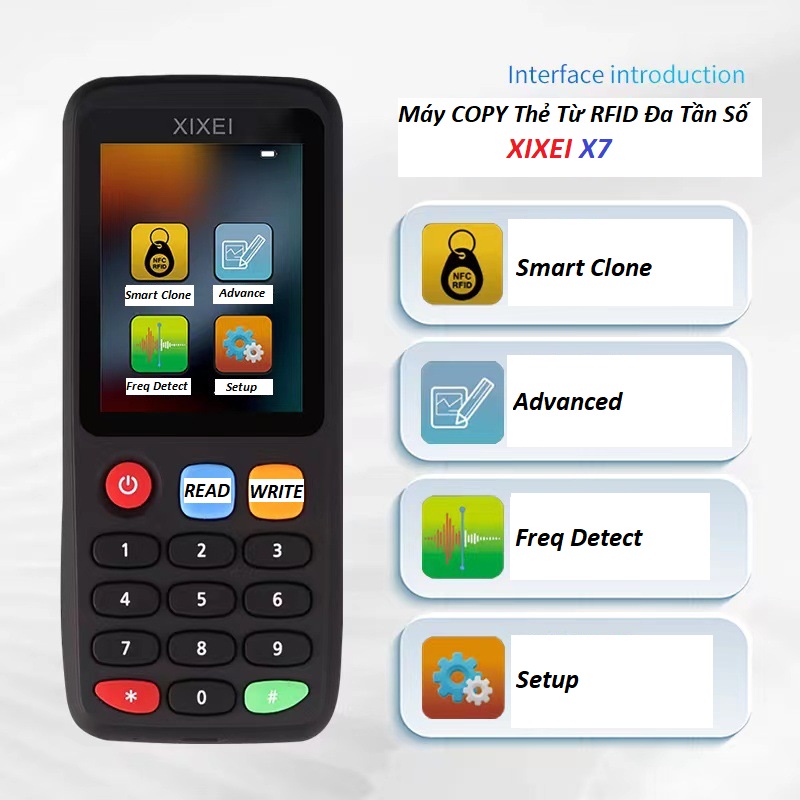 Máy COPY thẻ Từ RFID Đa Tần Số Hỗ Trợ Giải Mã Trên Phần Mềm Điện Thoại Và Máy Tính