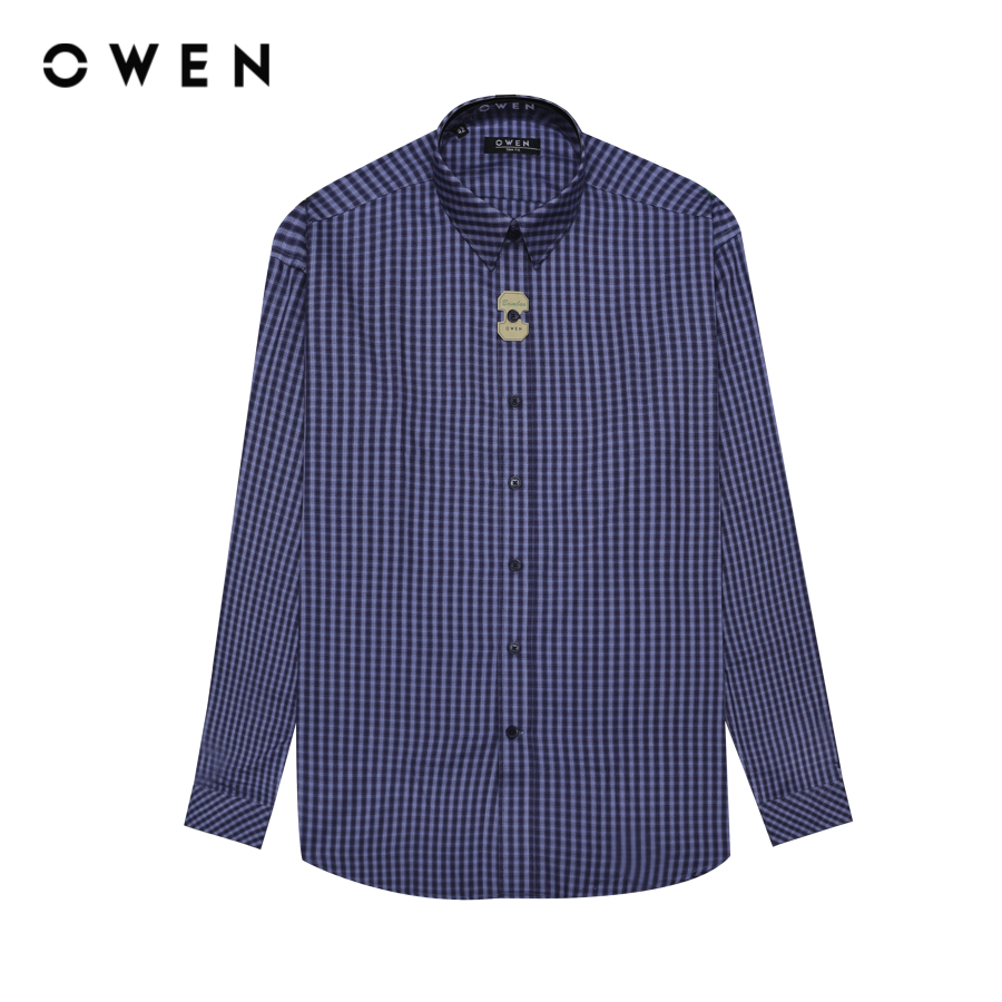 OWEN - Áo sơ mi nam dài tay Slim Fit AS240509D màu Xanh tím than chất liệu Bamboo poly