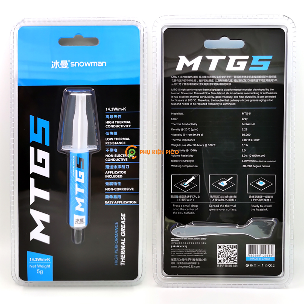 Keo tản nhiệt CPU 14.3W/mK Snowman MTG10 - MTG5 - kem tản nhiệt máy tính laptop Snowman MTG10