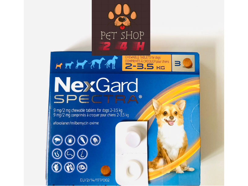 NEXGARD SPECTRA hết ve rận viêm da ghẻ xổ giun cho Chó XS (2-3.5kgs)_Shop__24H