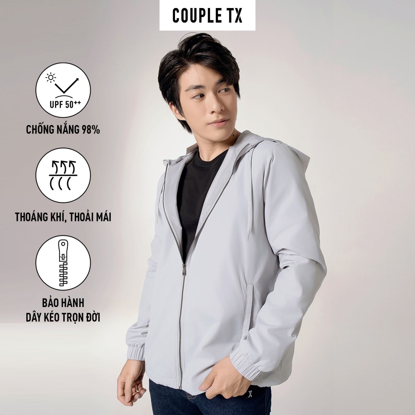 Áo Khoác Dù Nam Couple TX - Áo Khoác 2 Lớp Có Nón Chống Nắng Tránh Gió Áo Khoác Gió Mát Mẻ Mềm Nhẹ B