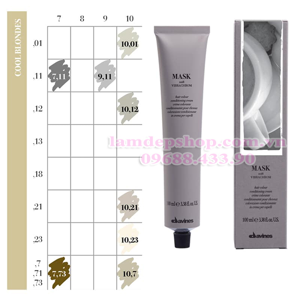 Nhuộm Tóc Davines Mask With Vibrachrom Mã Màu Vàng Lạnh