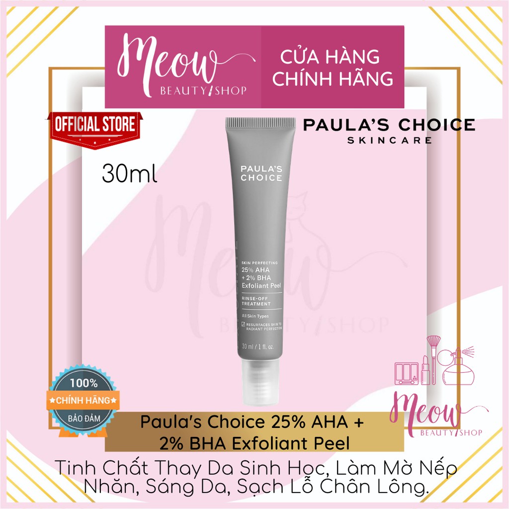 Paulas Choice - Tinh Chất Thay Da Sinh Học 25% Aha + 2% Bha Exfoliant Peel 30Ml