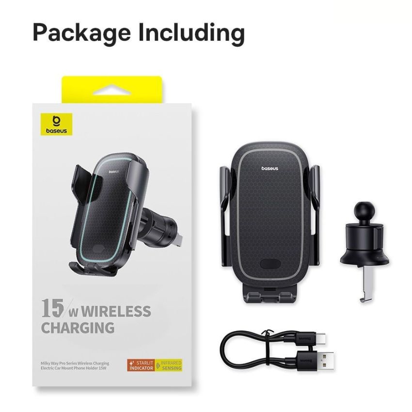 Giá đỡ điện thoại tích hợp sạc không dây Baseus Milky Way Pro Series Wireless Charging Electric Car