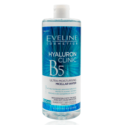 Nước tẩy trang Eveline Hyaluron Clinic B5 dưỡng ẩm 3 trong 1 500ML