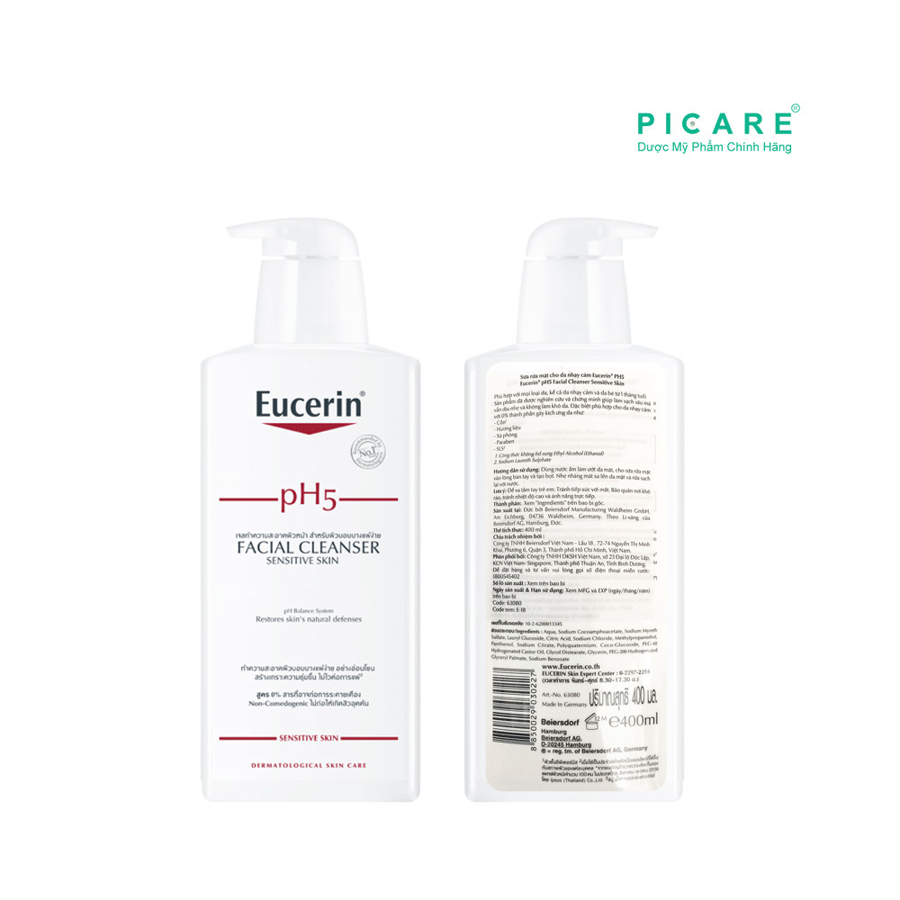 Eucerin Sữa Rửa Mặt pH5 Cho Da Nhạy Cảm Facial Cleanser Sensitive Skin 400ml