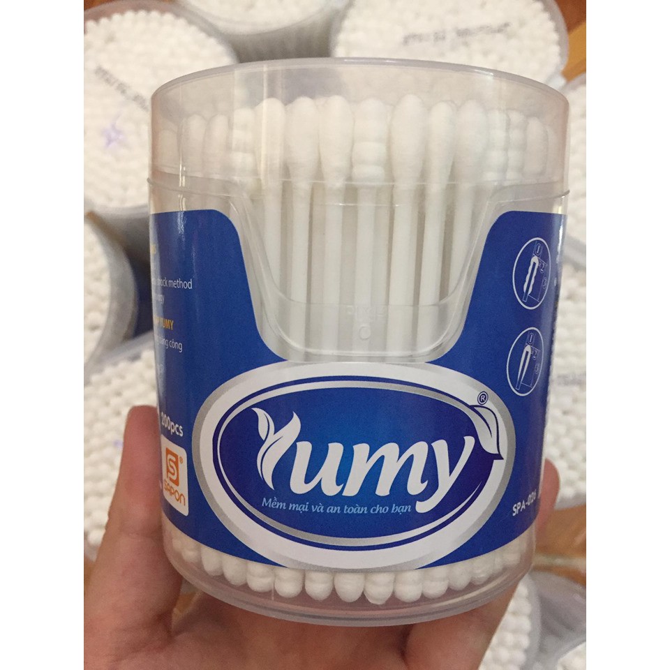 Bông Lọ Lớn Váy Tai Yumy Kháng Khuẩn Dạng Lọ 200 Cây Đầu Tròn Và Xoắn