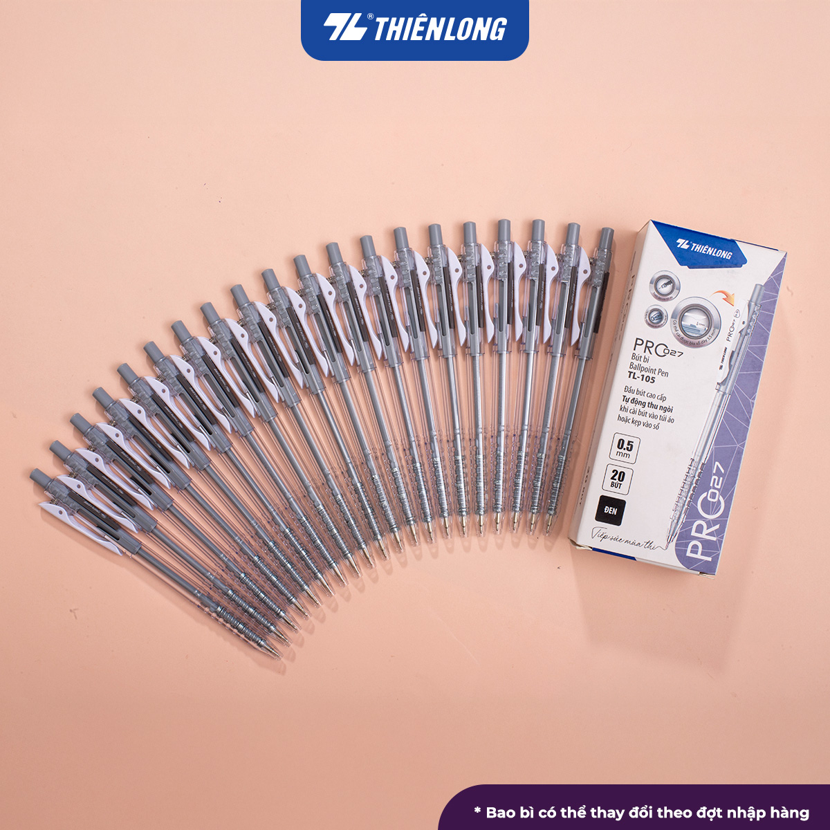 Combo 5/10/20 Bút bi Thiên Long PRO 027 ngòi cao cấp 0.5mm thân bút màu pastel thời trang tự động th