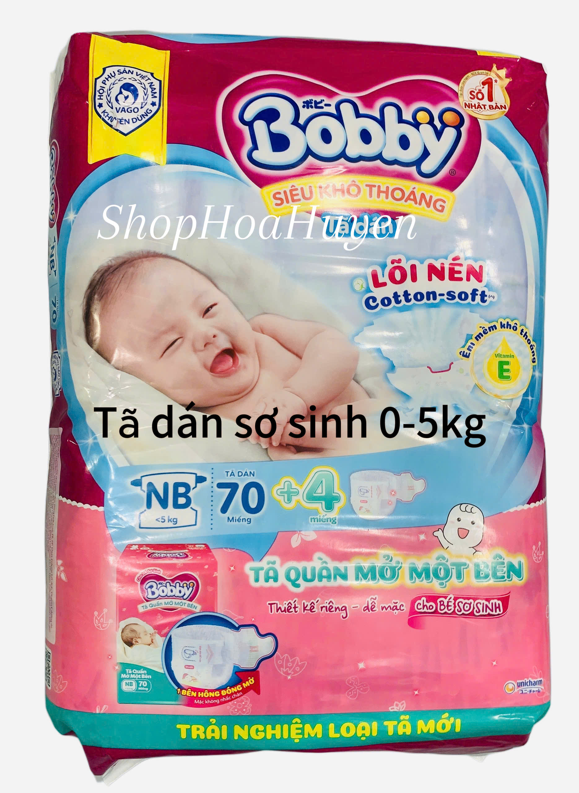 Tã dán bobby cho bé sơ sinh vừa lọt lòng 0-8 kg- tã dán sơ sinh bobby S80 Miếng và NB70 Miếng - Tã d