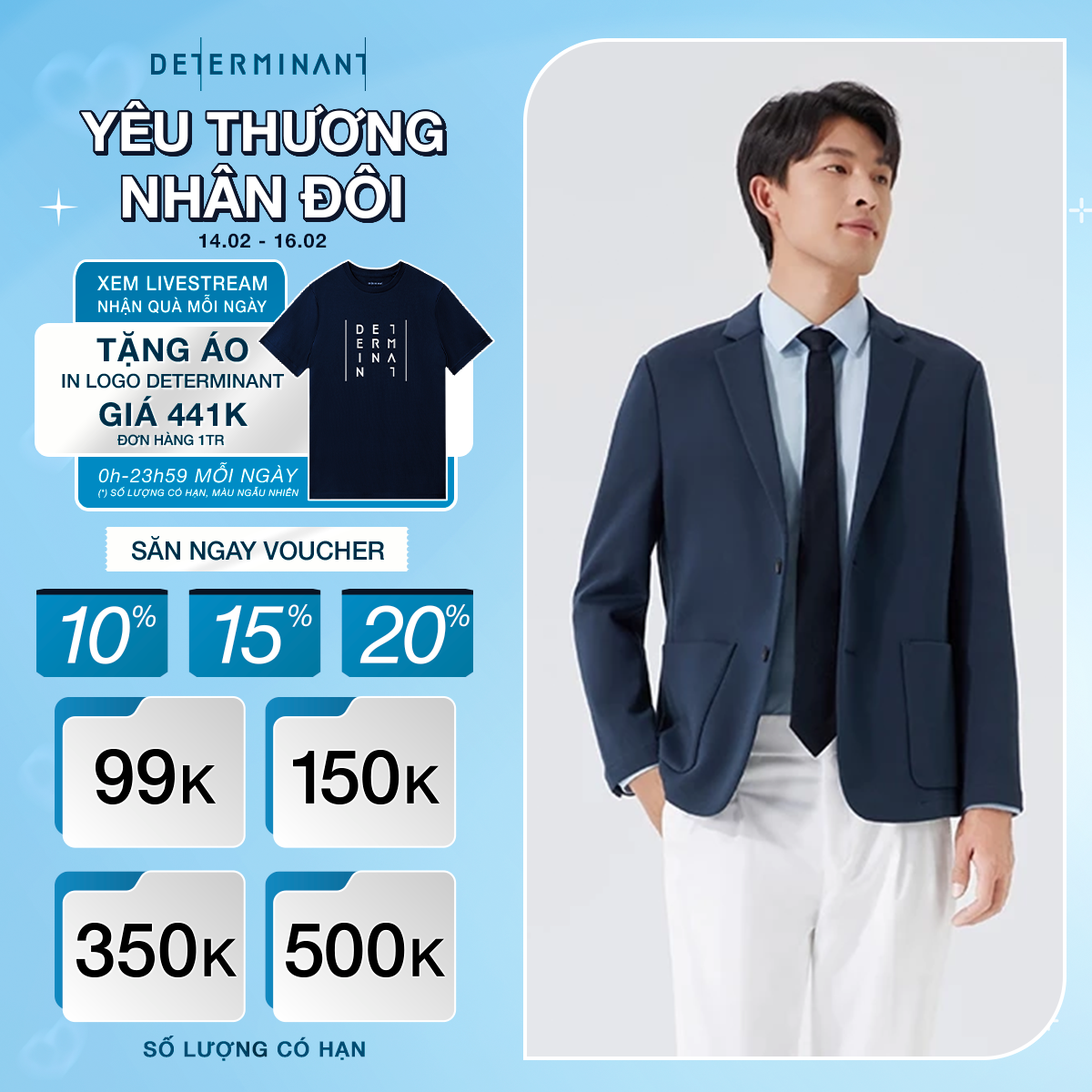 Áo khoác blazer nam DETERMINANT - 71% Cotton/29% Polyester - màu xanh đậm - OW03