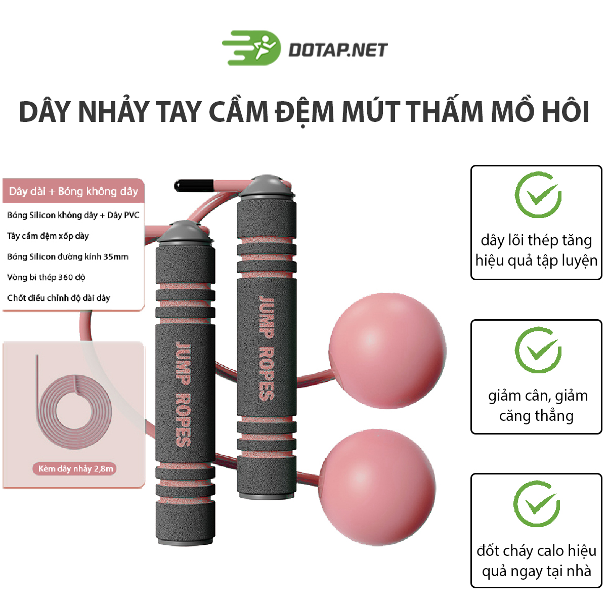 Dây Nhảy Giảm Cân Dây Nhảy Thể Dục Jump Ropes Đa Năng Kết Hợp Có Dây Và Không Dây Tay Cầm Bọt Biển M