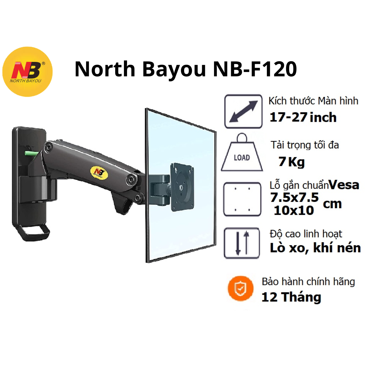 Arm màn hình máy tính gắn tường NB-F120 F150 F425 giá treo màn hình máy tính North Bayou 17-32 inch