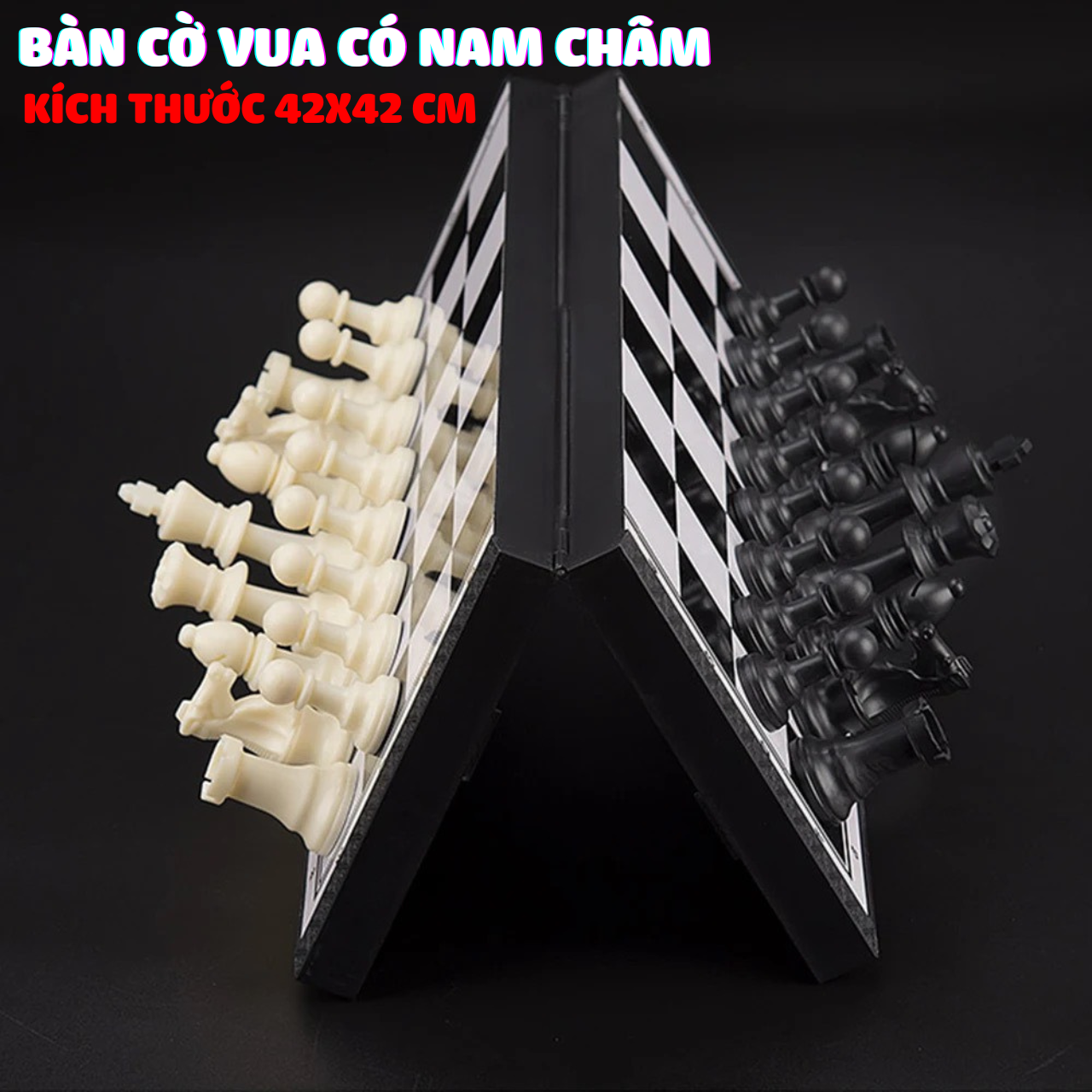 Bộ Cờ Vua Nam Châm Quốc Tế Cỡ Đại 42x42 Cm Có Bàn Gấp Gọn Làm Hộp Đựng Board Game Phát Triển Tư Duy 