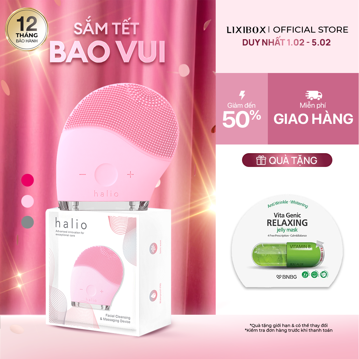 [VC 12% CHÀO TẾT] Máy Rửa Mặt Sóng Âm Halio Facial Cleansing & Massaging Device Limited Edition