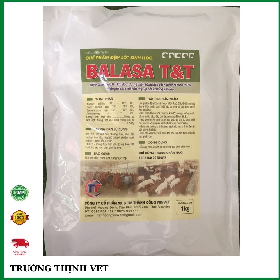 "Hoàn tiền đến 10%" Men vi sinh Balasa 1kg. men rắc nền chuồng khử mùi chuồng trại hiệu quả Thú y Tr