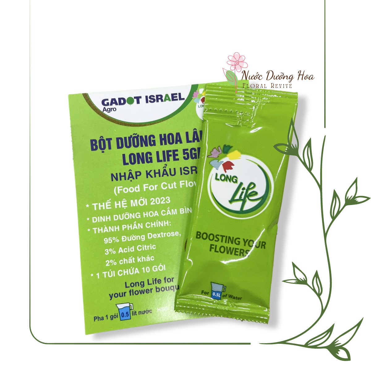 (100 gói) Dưỡng Hoa Tươi Lâu Longlife Gói 5gr Giúp Hoa Lâu Tàn Nở Bông To Không Bị Hôi Nước Hạn Chế