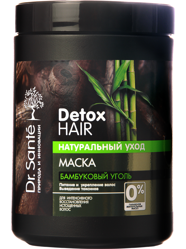 Kem Ủ Detox Tóc Và Da Đầu Chiết Xuất Than Tre Hoạt Tính Dr. Sante Detox Hair 1000 Ml