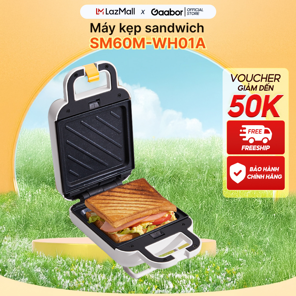 Máy Kẹp Nướng Bánh Mì Gaabor SM60M-WH01A - Trắng Tinh Tế, 210 x 90 x 125 mm
