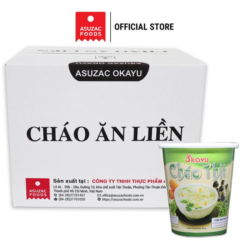 Cháo thịt ăn liền Asuzac thùng 12 ly (36 g x 12 ly)
