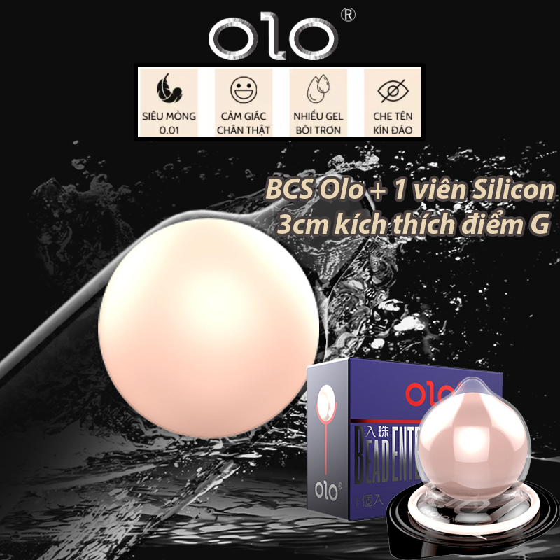 Hộp 10 Bao Cao Su Olo Growth Soft Bead Siêu Mỏng Nhiều Gel Bôi Trơn Và Có Chấm Bi + 1 Viên Silicon L