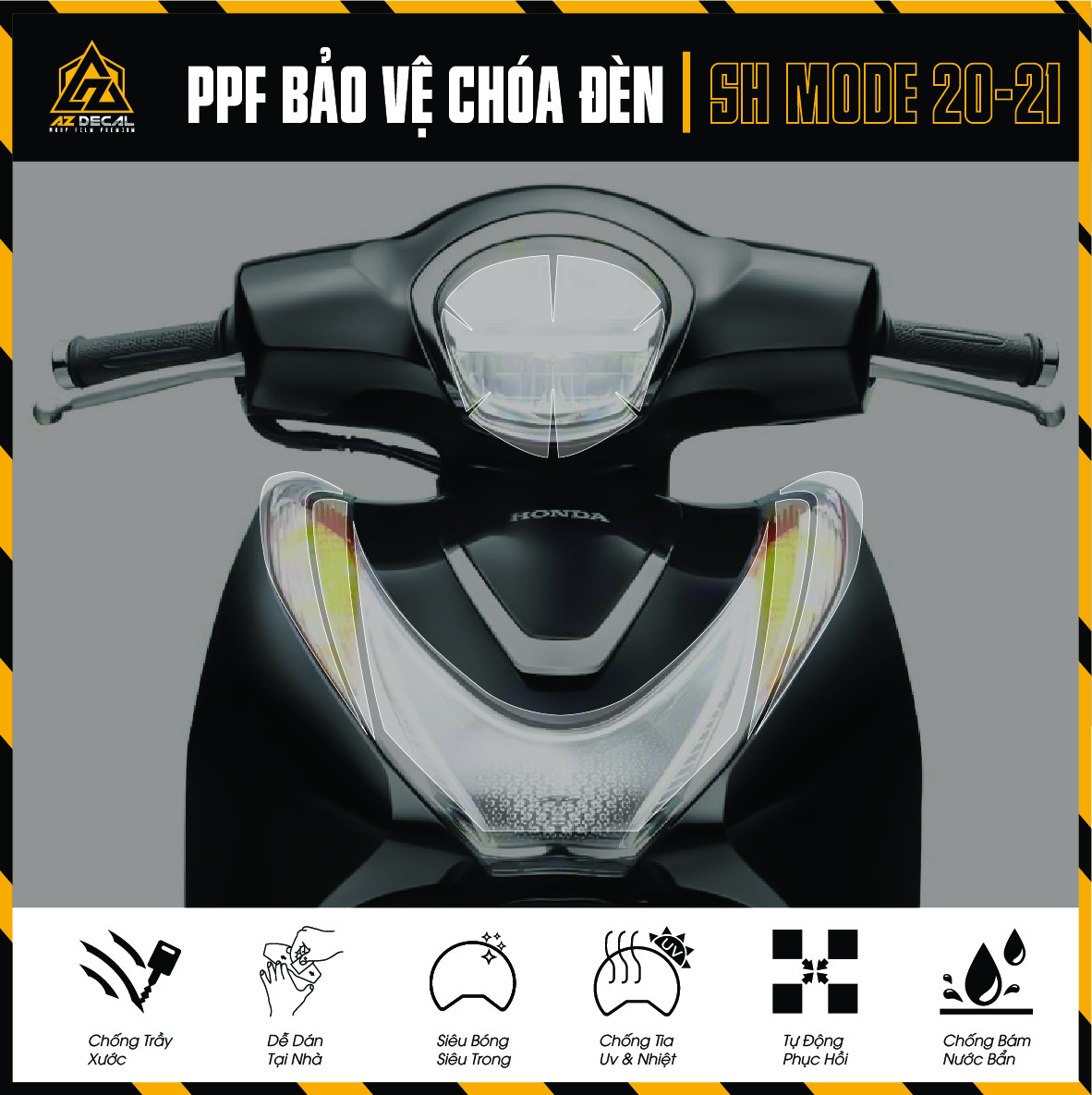 Miếng Dán PPF Choá Đèn SH Mode 2020 - 2021 | Film Dán Trong Suốt Chống Xước Đèn Xi Nhan - Đèn Pha | 