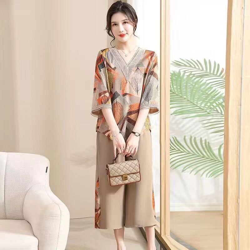 Đồ bộ trung niên nữ dự tiệc cao cấp B31c - Bộ mặc nhà đi chơi sang trọng trung tuổi - Quần áo kiểu t
