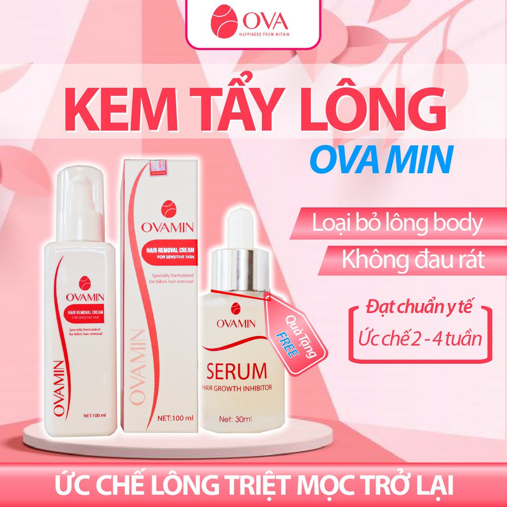 Kem Triệt Lông Ovamin Sạch Bay Mọi Loại Lông Sau 5 - 7P Tặng Thêm Serum Dưỡng Da Làm Chậm Quá Trình Phát Triển Của Lông