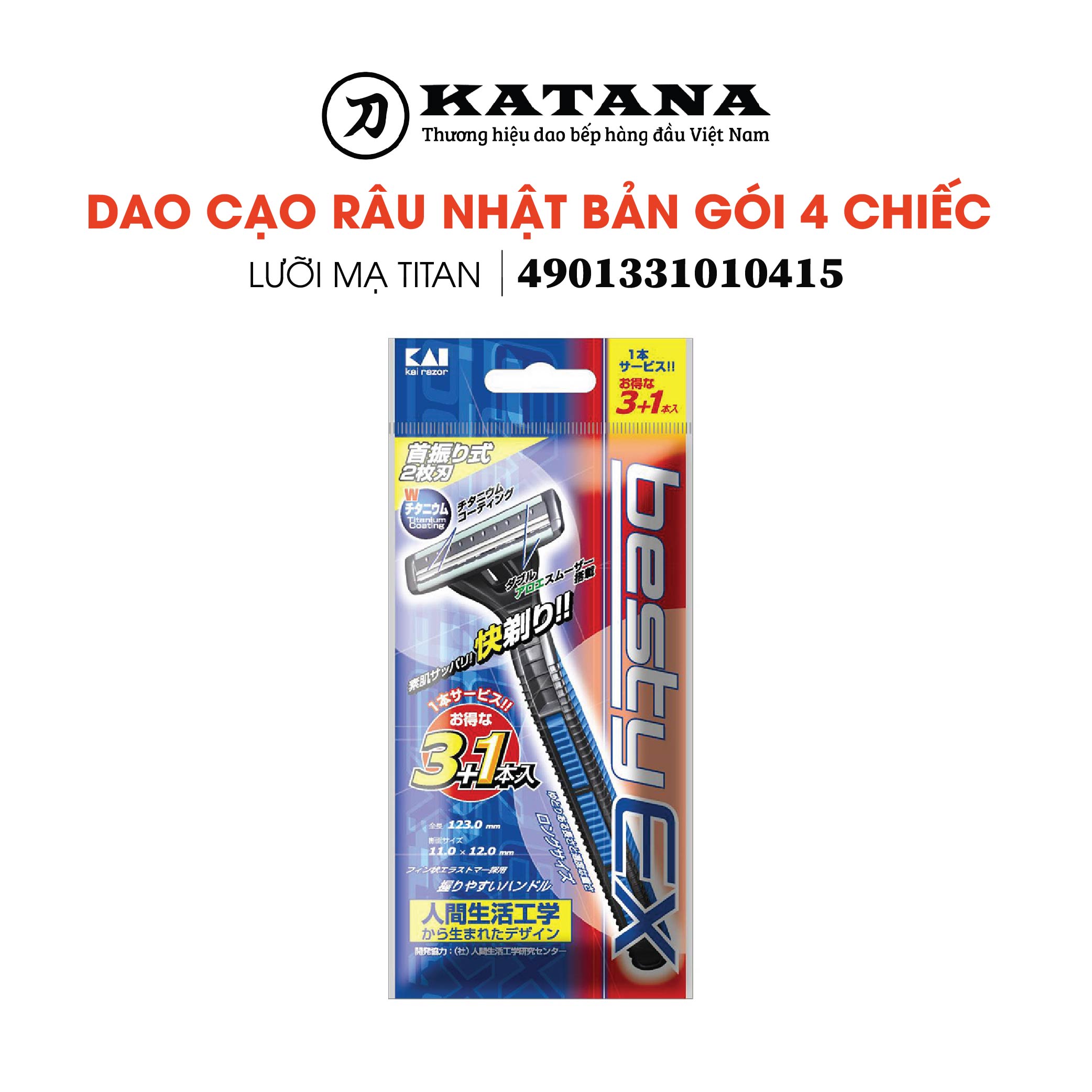 Dao Cạo Râu Nhật Bản Loại 2 Lưỡi Besty Ex ( Gói 4 Chiếc)