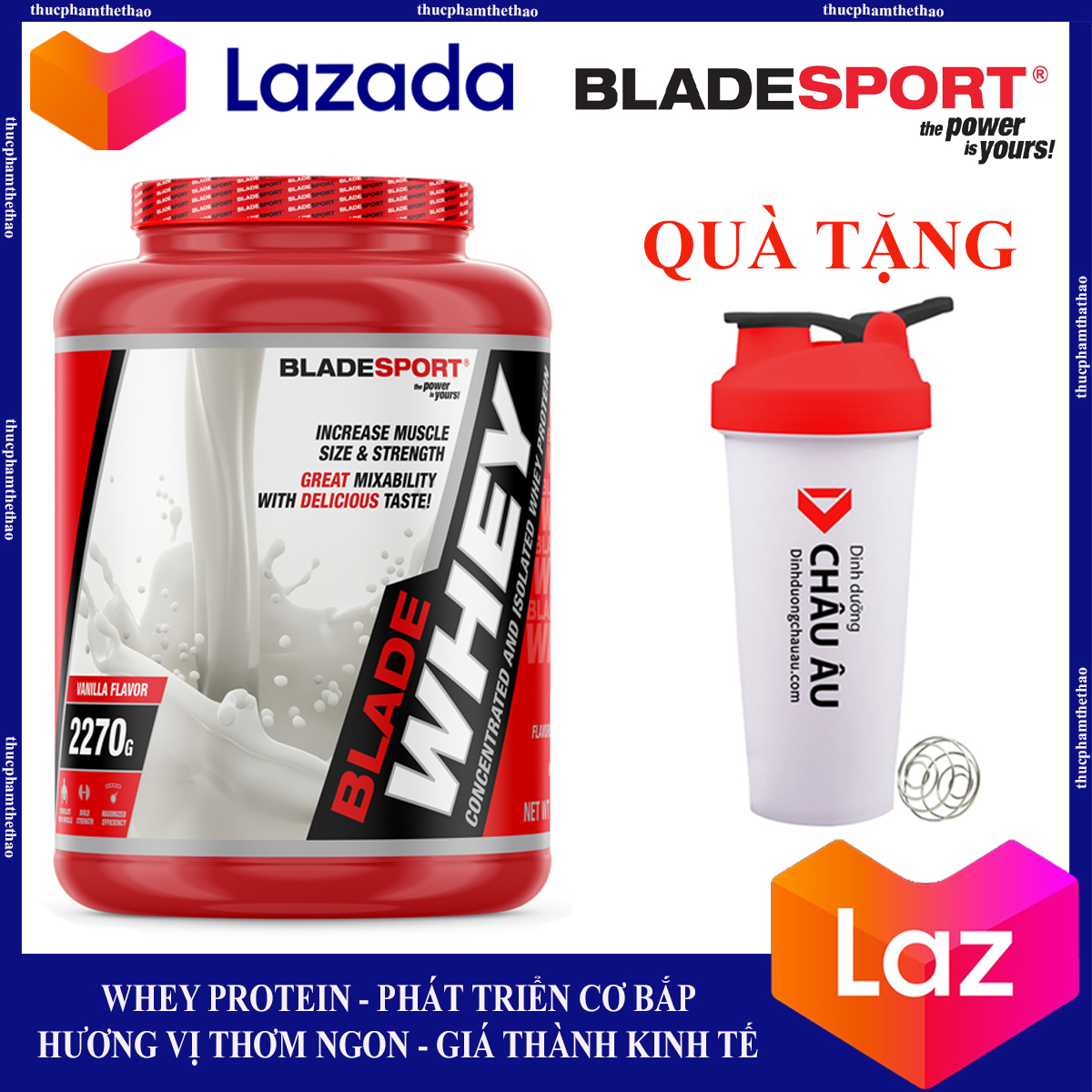 Sữa Tăng Cơ Blade Whey (2270G) - Tặng Bình Lắc Lò Xo - Tăng Cơ Nhanh - Giá Thành Kinh Tế