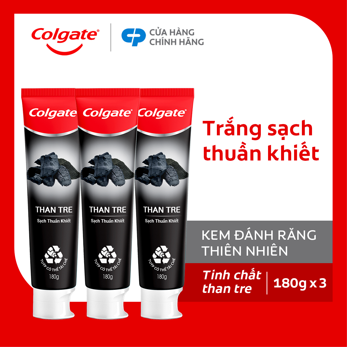 [Chỉ 7-8.1_Mua 3 tặng 1 Chỉ còn 37K/tuýp]Bộ 3 Kem đánh răng Colgate thiên nhiên khử mùi diệt khuẩn t