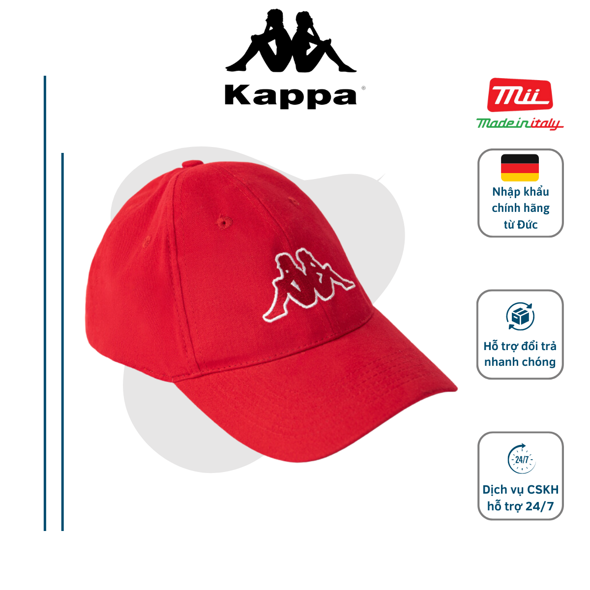 Mũ Lưỡi Trai KAPPA Thêu Logo Cao Cấp Chất Liệu Cotton Form Mềm Cho Nam Nữ Nhập Khẩu Chính Hãng Từ Đứ