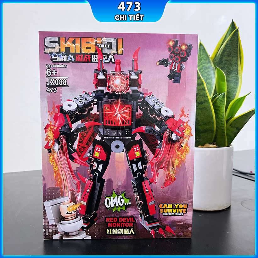 Đồ chơi lắp ráp lego Skibidi Toilet Red Devil 473 chi tiết Mô hình lego Titan Camera Man/ Speaker Man đồ chơi cho bé