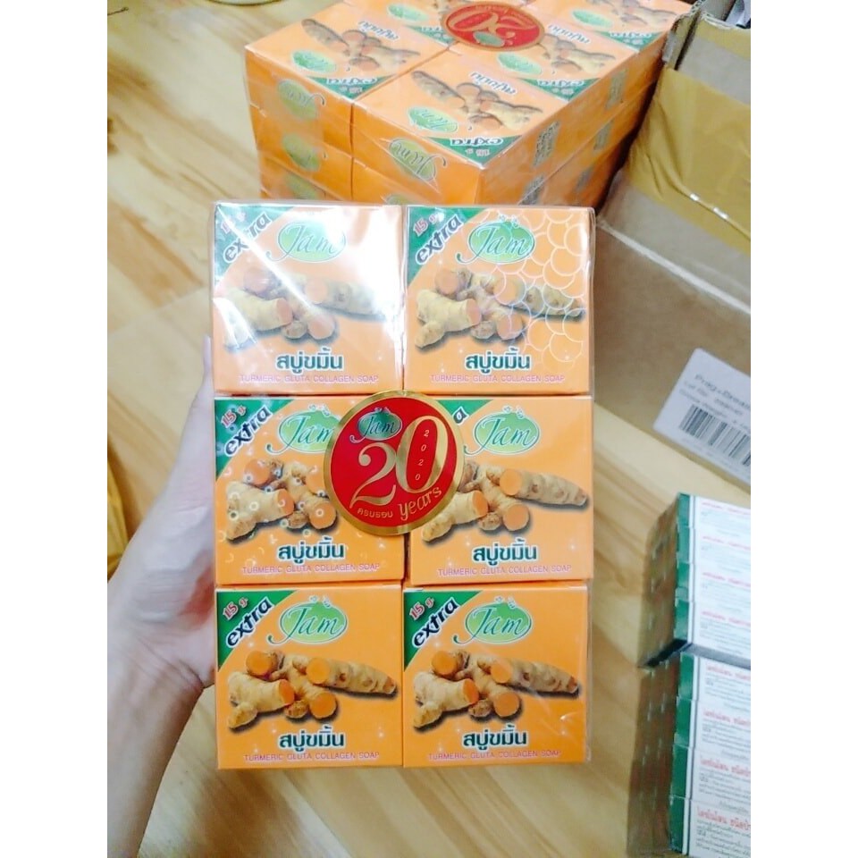 Lốc 12 Thanh Xà Phòng Nghệ JAM Collagen Soap Thái Lan Chính Hãng Khử Mụn  Nám  Tàn Nhang