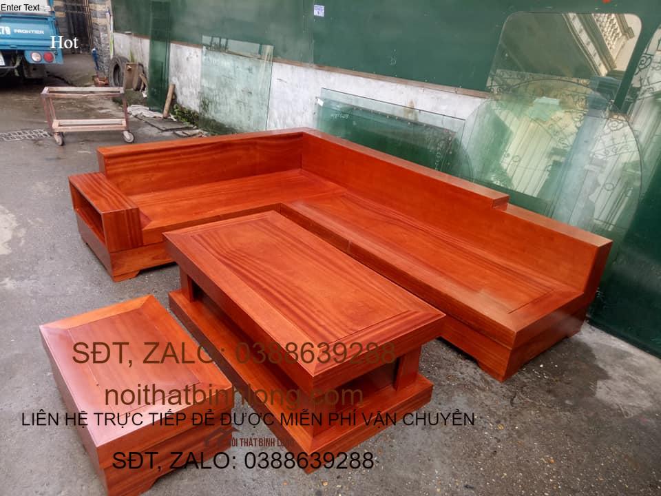 Bộ bàn ghế phòng khách sofa gỗ hộp gỗ gõ đỏ mẫu 79