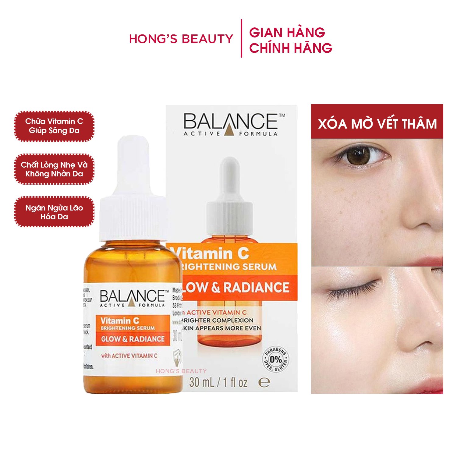 Tinh Chất Dưỡng Trắng Da Mờ Vết Thâm Balance Active Formula Vitamin C Brightening Serum 30ml - HONGS BEAUTY
