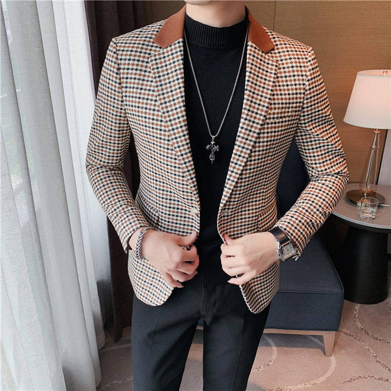 Áo vest nam kẻ caro 2 màu đen nâu cực sang chảnh phù hợp các buổi tiệc tùng họp hành H68