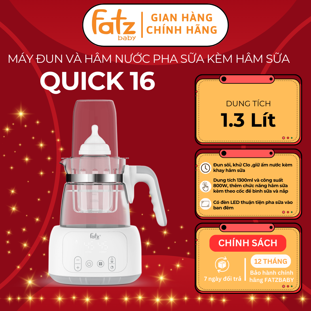 Máy đun và hâm nước pha sữa điện tử FATZ BABY Quick 16 FB3506HB đun sôi khử Clo và giữ ấm dung tích 13 lít