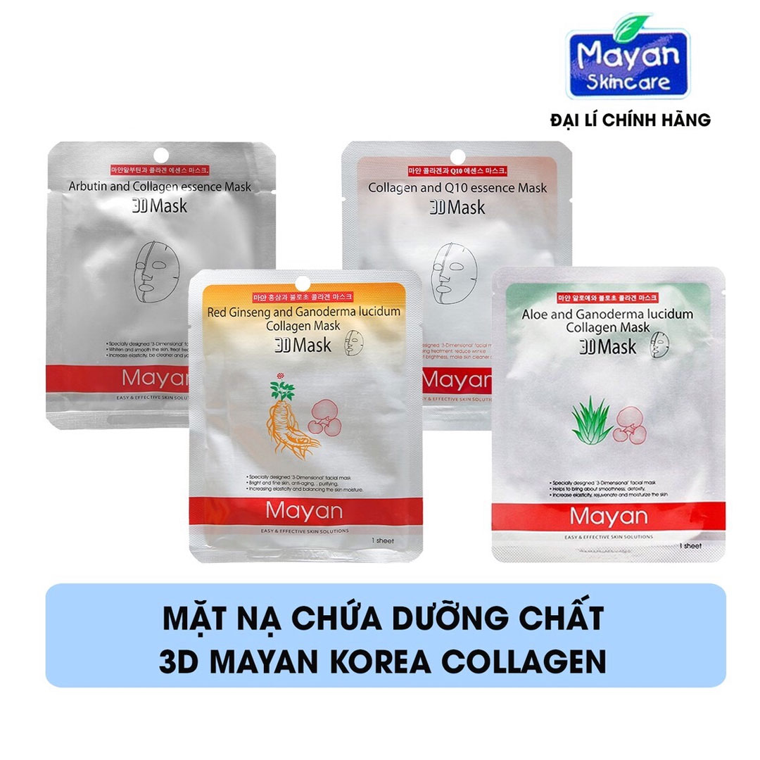 [Hcm]Mặt Nạ Chứa Dưỡng Chất Mayan Korea Collagen 3D Mask ( Arbutin Collagen Q10 Lô Hội Hồng Sâm Linh Chi