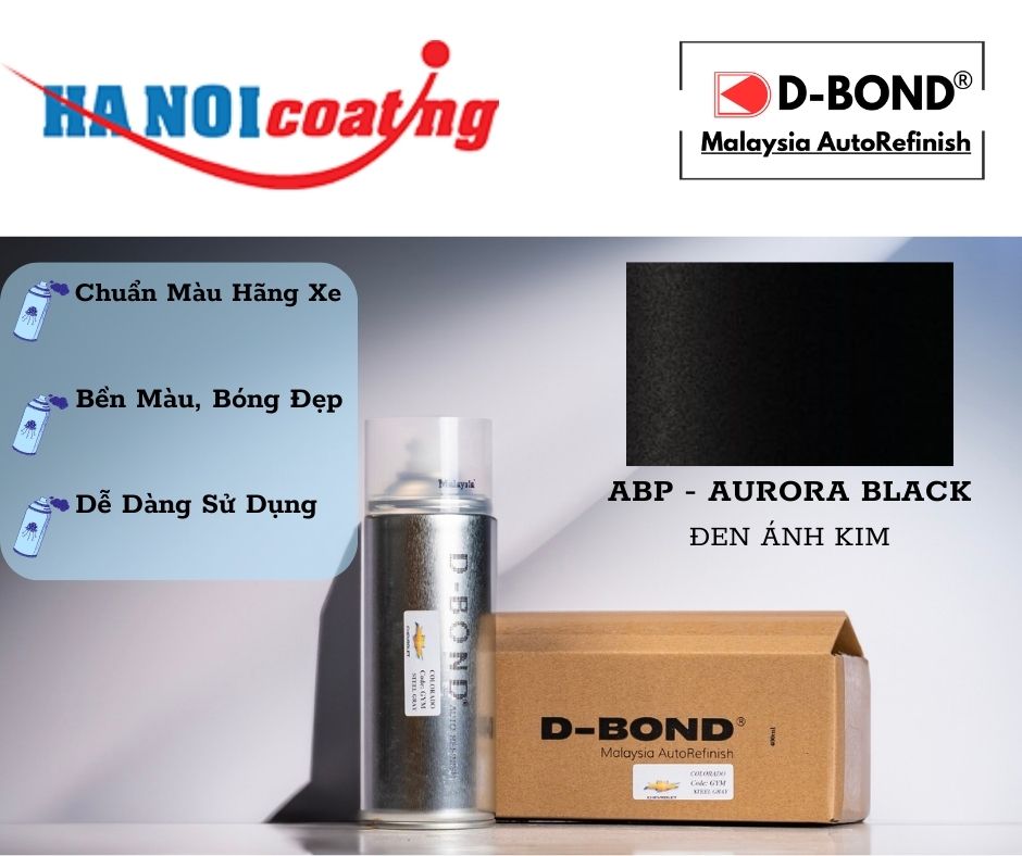 Sơn Xịt Xóa Vết Xước Ô TÔ KIA SONET Màu ĐEN ÁNH KIM Code ABP - AURORA BLACK Chính Hãng D-BOND Chính 